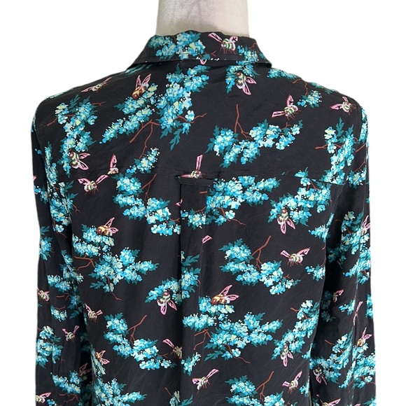 J. Crew Silk Botanical Bees Printed Button Down Blouse - 6 - Picture 9 of 14